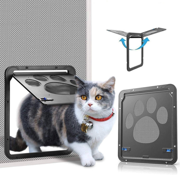 Vikbua™ Magnetisk dyreluke for myggnettdør til hund og katt med lås