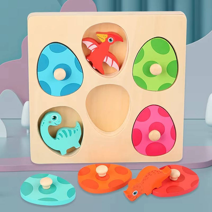 Vikbua™ Puslespill i tre med dinosauregg for småbarn, matche farger