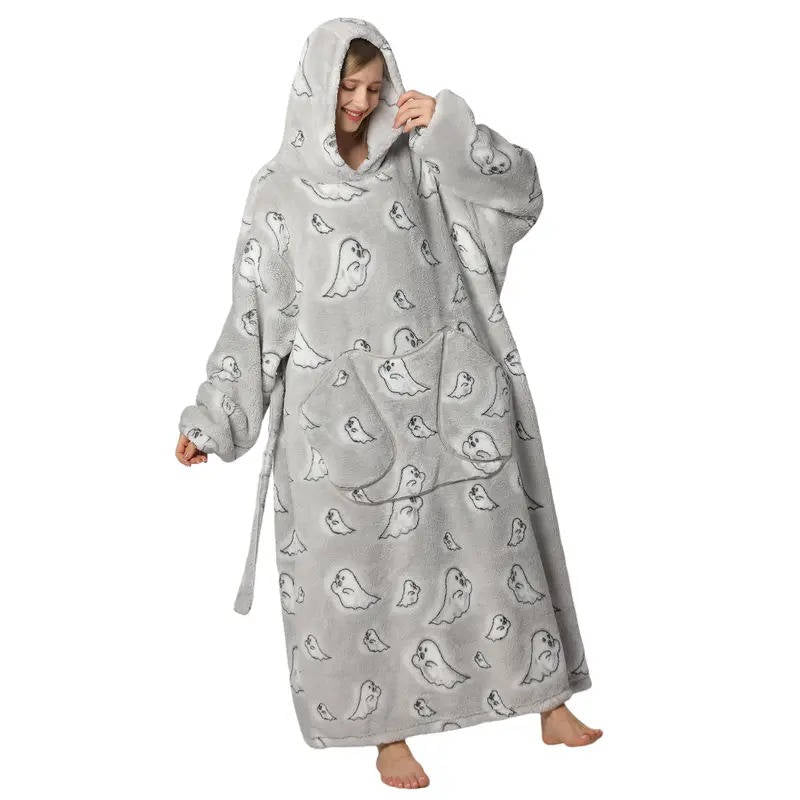 Vikbua™ Oversized teppegenser i sherpa med lange ermer og hette