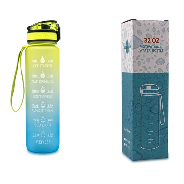 Vikbua™ Motiverende vannflaske 1 liter med tidsmarkering og fruktinnsats