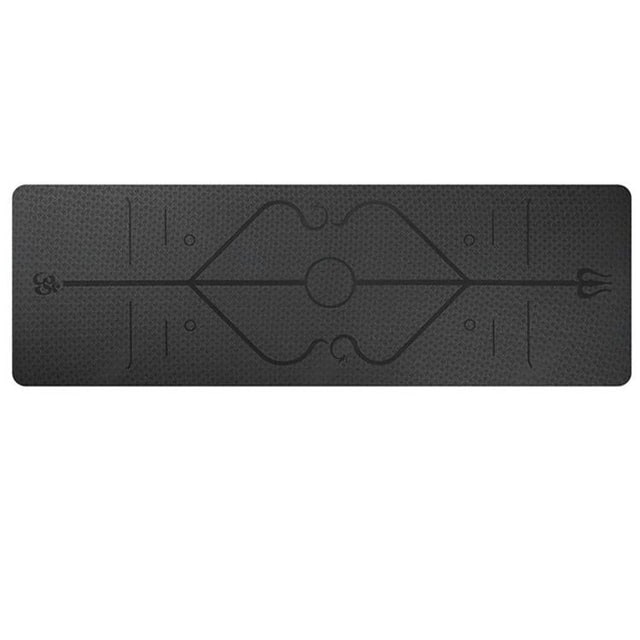 Vikbua™ Sklisikker yogamatte i TPE, 6 mm, med linjer for kroppsholdning