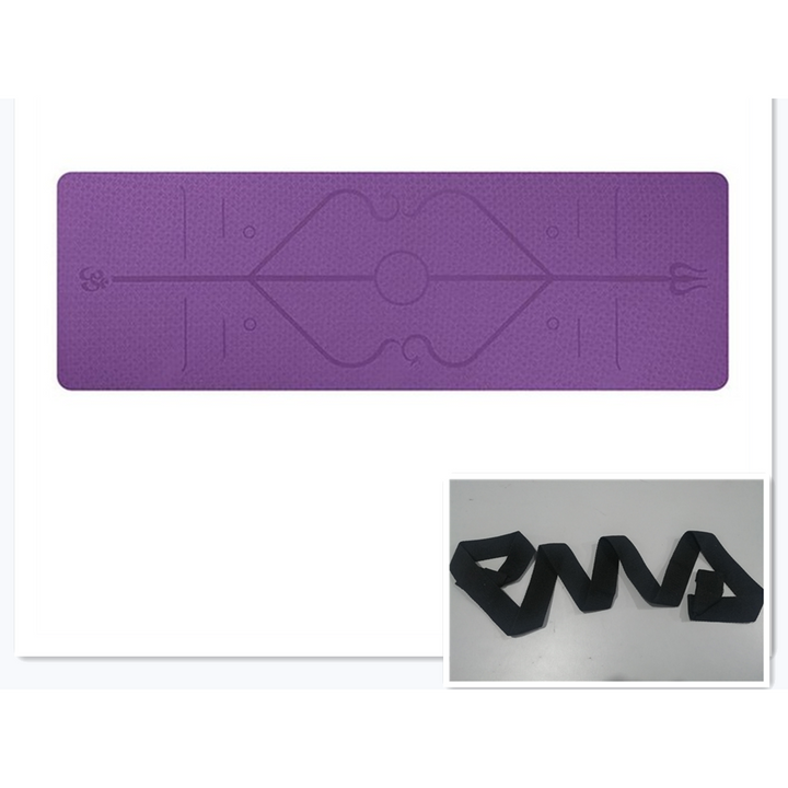 Vikbua™ Sklisikker yogamatte i TPE, 6 mm, med linjer for kroppsholdning