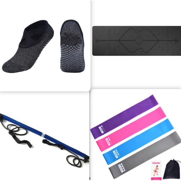 Vikbua™ Sklisikker yogamatte i TPE, 6 mm, med linjer for kroppsholdning