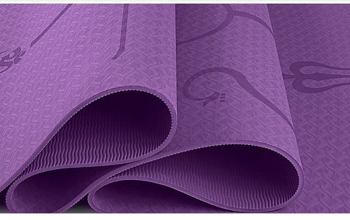 Vikbua™ Sklisikker yogamatte i TPE, 6 mm, med linjer for kroppsholdning