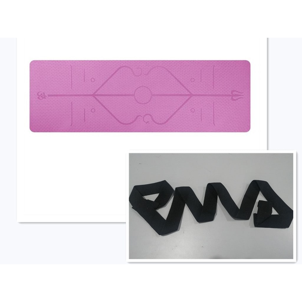 Vikbua™ Sklisikker yogamatte i TPE, 6 mm, med linjer for kroppsholdning
