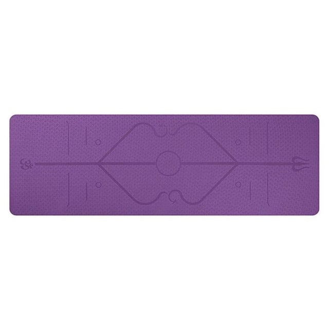 Vikbua™ Sklisikker yogamatte i TPE, 6 mm, med linjer for kroppsholdning