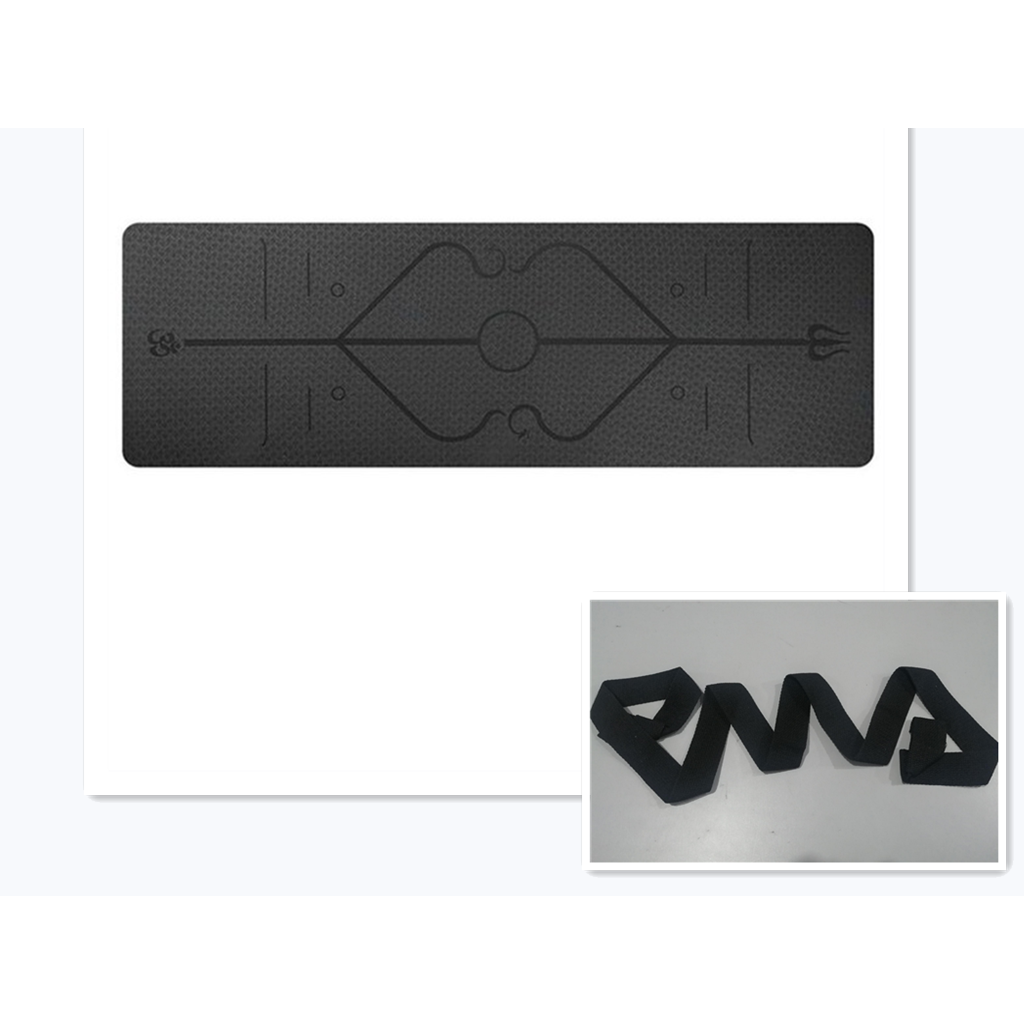 Vikbua™ Sklisikker yogamatte i TPE, 6 mm, med linjer for kroppsholdning