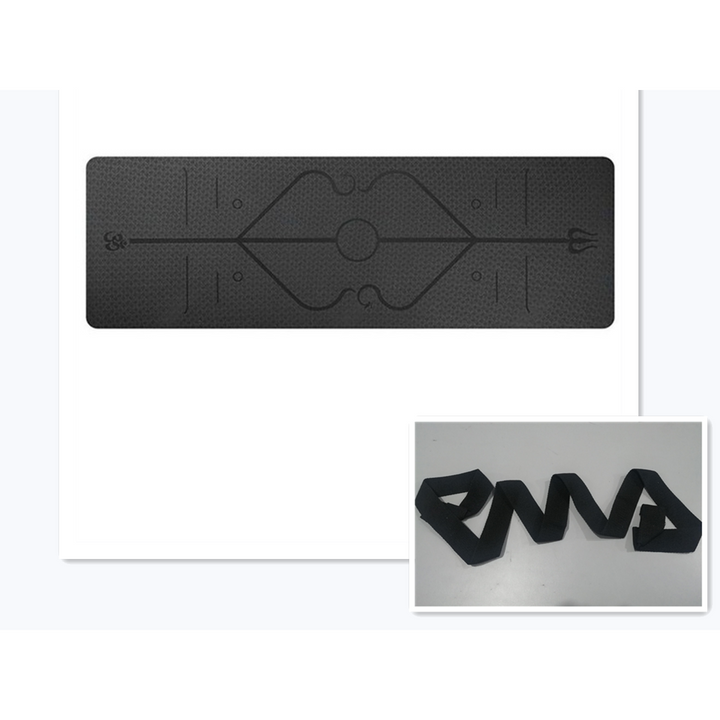Vikbua™ Sklisikker yogamatte i TPE, 6 mm, med linjer for kroppsholdning