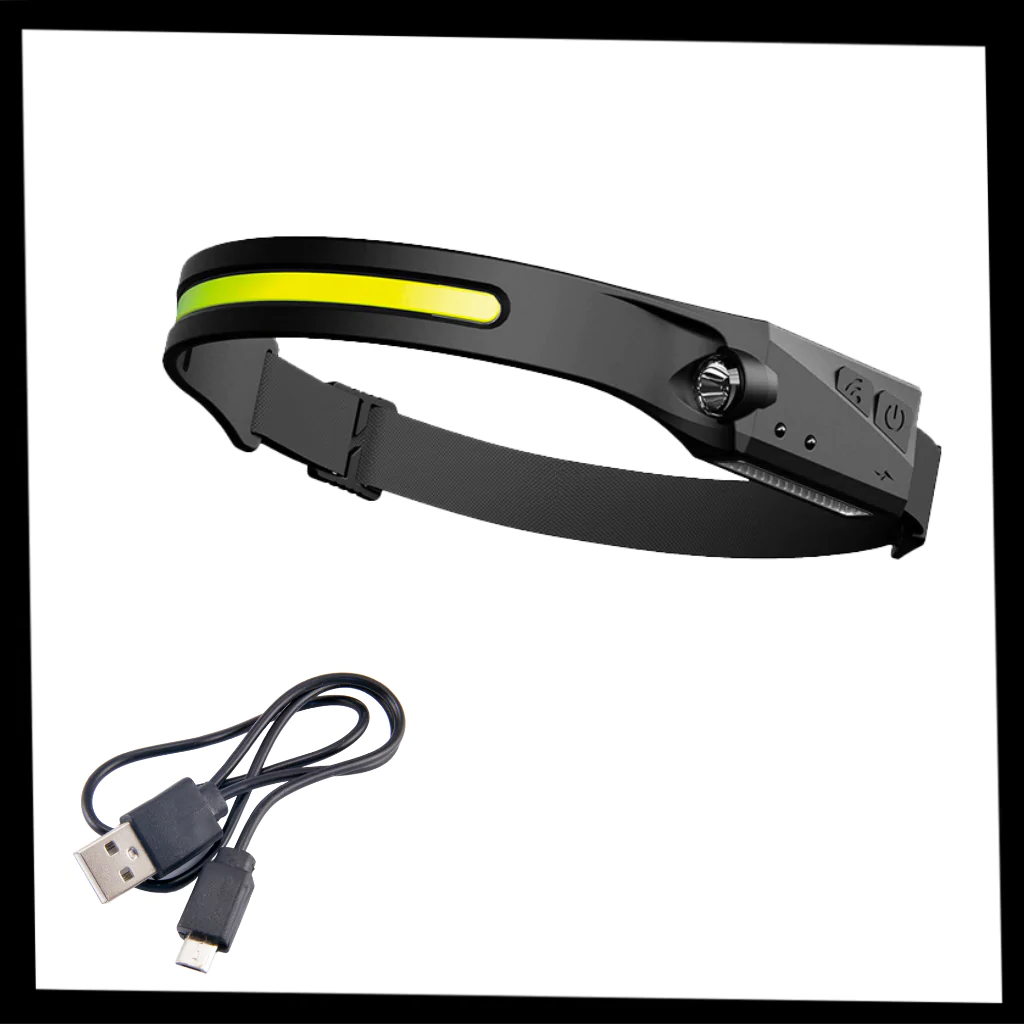 Vikbua™ Oppladbar LED-hodelykt med bevegelsessensor, 350 lumen