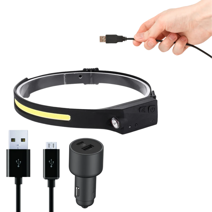 Vikbua™ Oppladbar LED-hodelykt med bevegelsessensor, 350 lumen