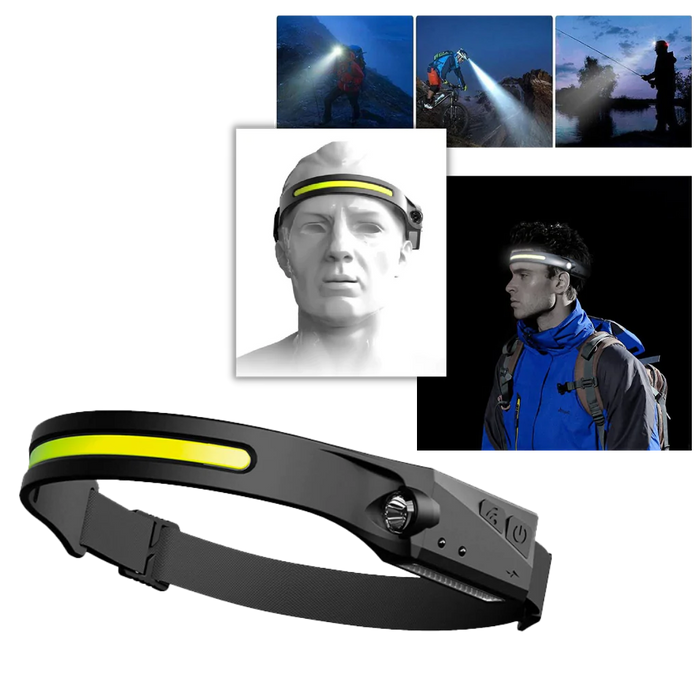 Vikbua™ Oppladbar LED-hodelykt med bevegelsessensor, 350 lumen