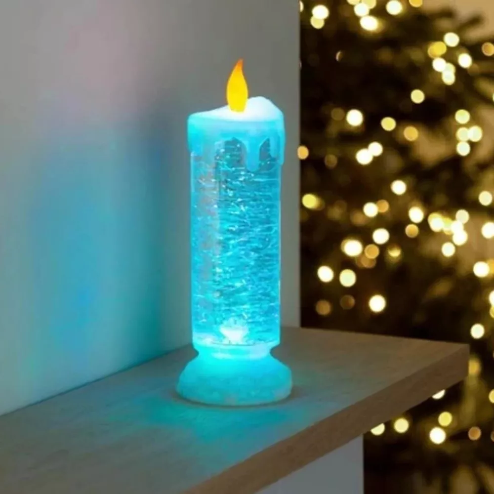 Vikbua™ Julelys med LED og virvlende glitter som skifter farge