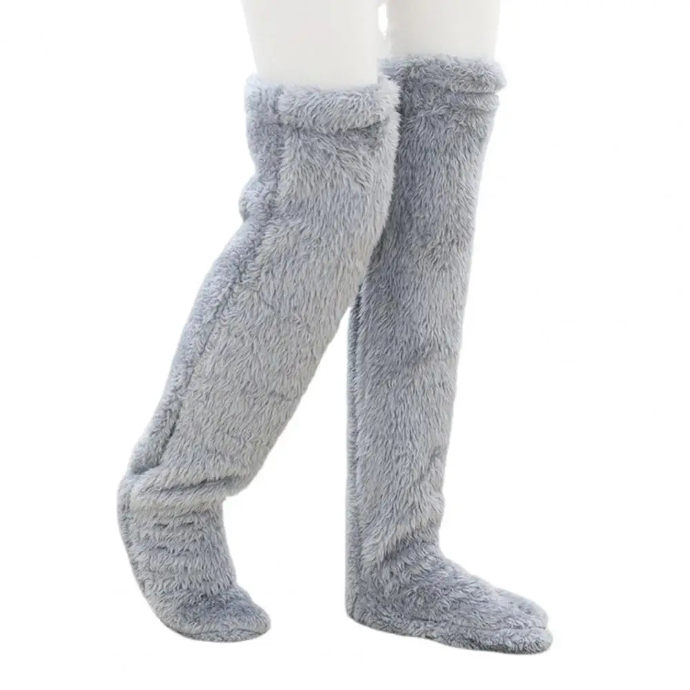 Vikbua™ Lange kosesokker i korallfleece med brettbar fotåpning