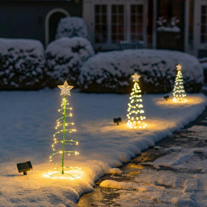 Vikbua™ Soldrevet juletre i metall med LED og selvlysende stjerne