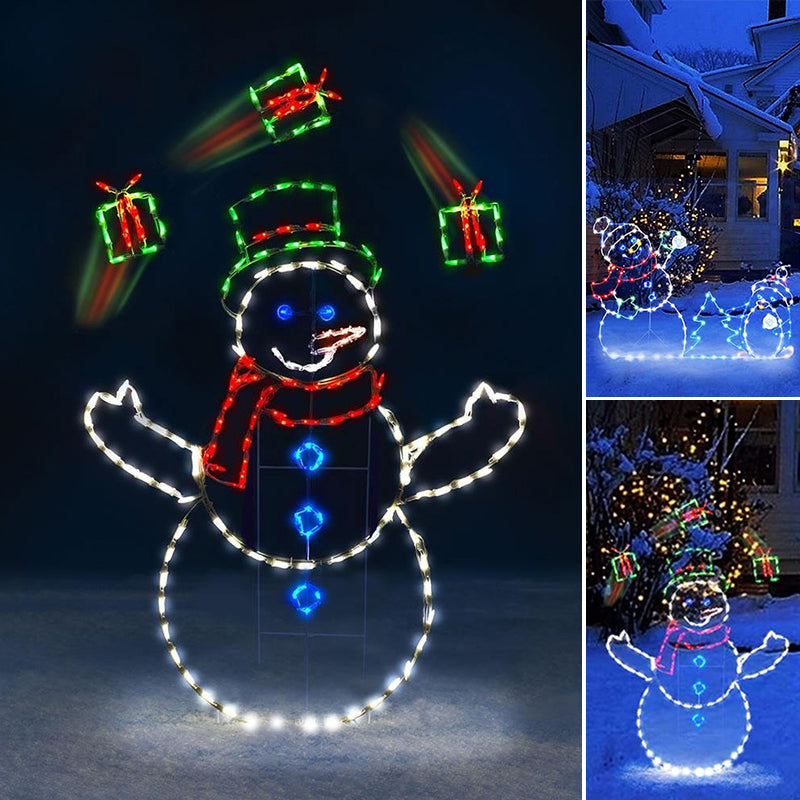 Vikbua™ Animert LED-figur med snømann og pingvin i snøballkrig