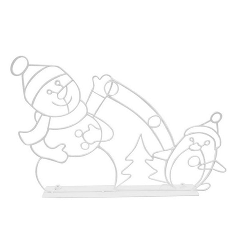Vikbua™ Animert LED-figur med snømann og pingvin i snøballkrig