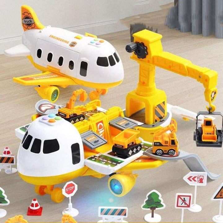 Vikbua™ Utbrettbart lekefly med fungerende kran og minibiler
