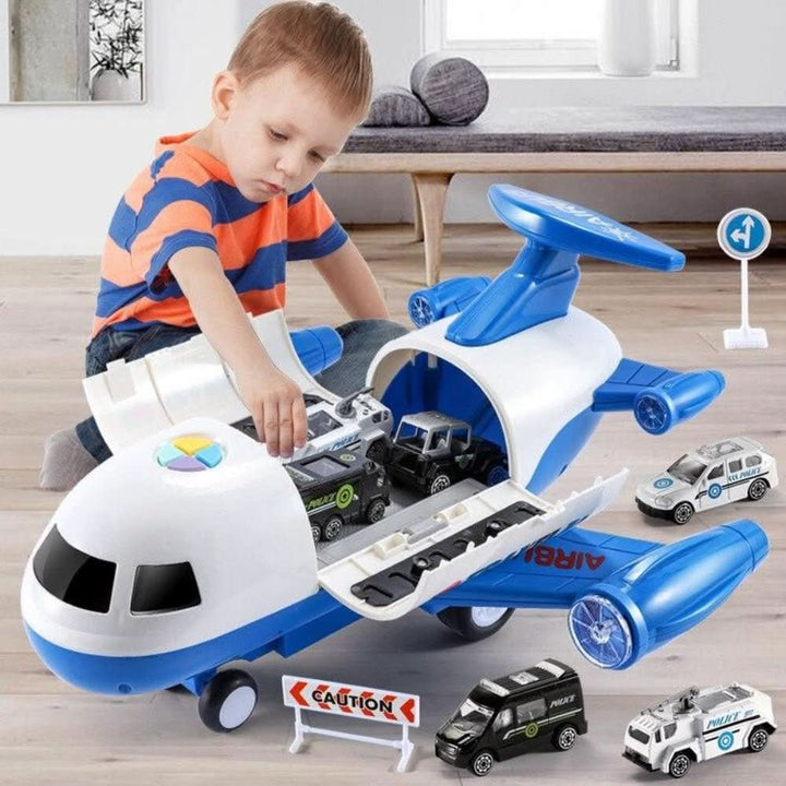 Vikbua™ Utbrettbart lekefly med fungerende kran og minibiler