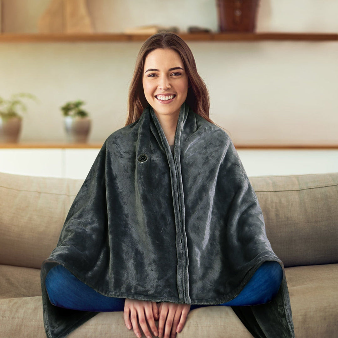 Vikbua™ Bærbart USB-varmeteppe med glidelås og fleece