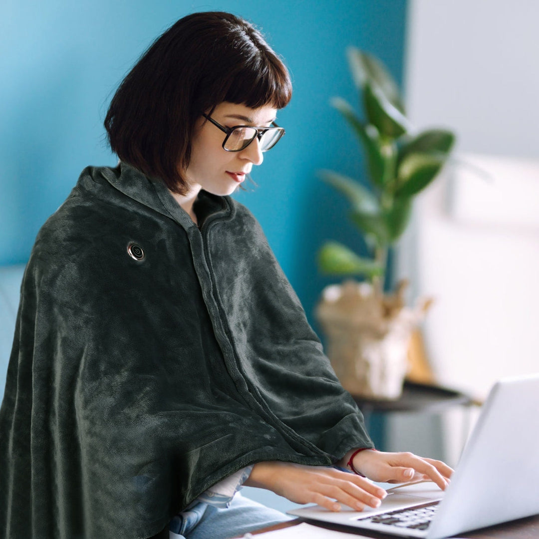Vikbua™ Bærbart USB-varmeteppe med glidelås og fleece
