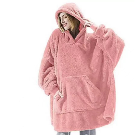Vikbua™ Oversized teppehoodie i tykk dobbeltsidig fleece med lomme