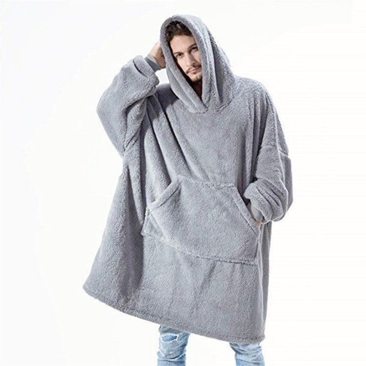 Vikbua™ Oversized teppehoodie i tykk dobbeltsidig fleece med lomme