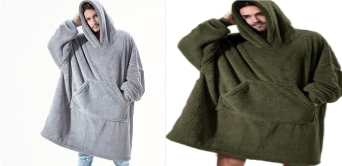 Vikbua™ Oversized teppehoodie i tykk dobbeltsidig fleece med lomme