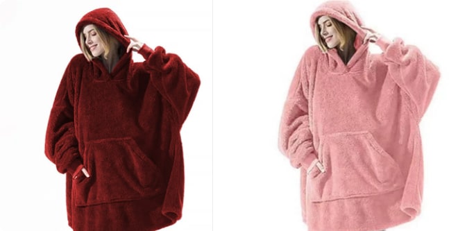 Vikbua™ Oversized teppehoodie i tykk dobbeltsidig fleece med lomme