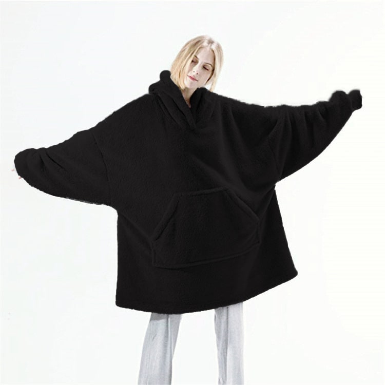 Vikbua™ Oversized teppehoodie i tykk dobbeltsidig fleece med lomme