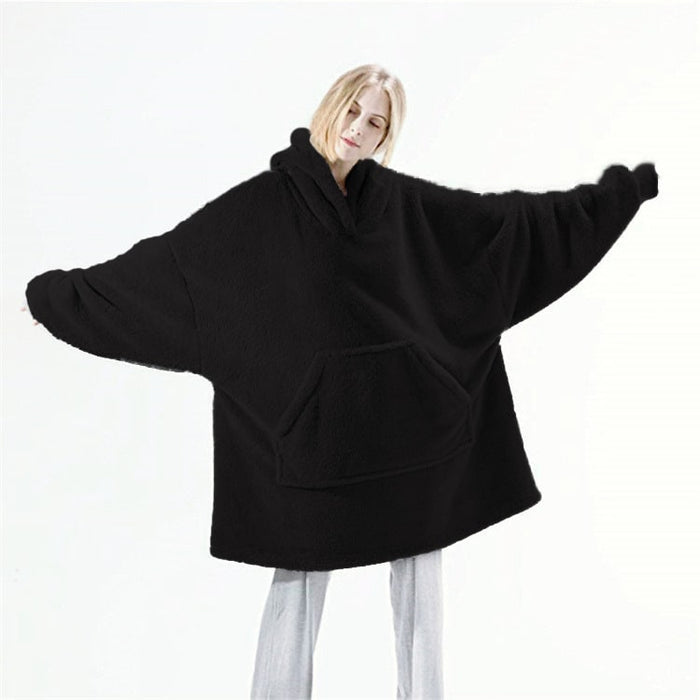 Vikbua™ Oversized teppehoodie i tykk dobbeltsidig fleece med lomme