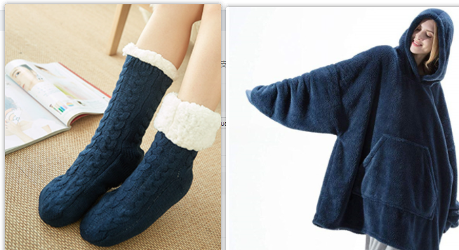 Vikbua™ Oversized teppehoodie i tykk dobbeltsidig fleece med lomme