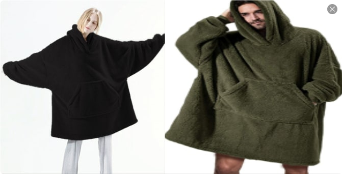Vikbua™ Oversized teppehoodie i tykk dobbeltsidig fleece med lomme
