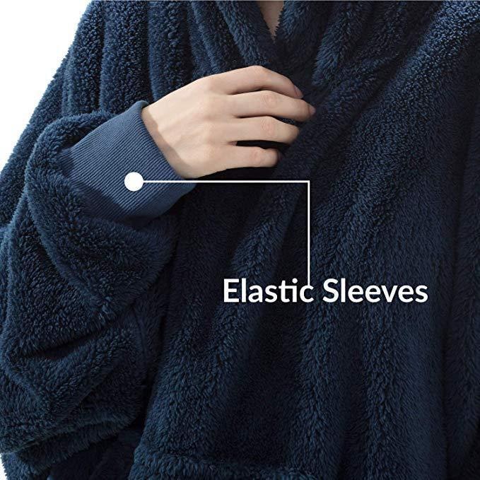 Vikbua™ Oversized teppehoodie i tykk dobbeltsidig fleece med lomme