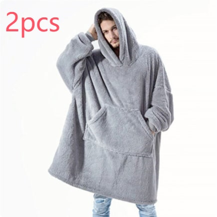 Vikbua™ Oversized teppehoodie i tykk dobbeltsidig fleece med lomme