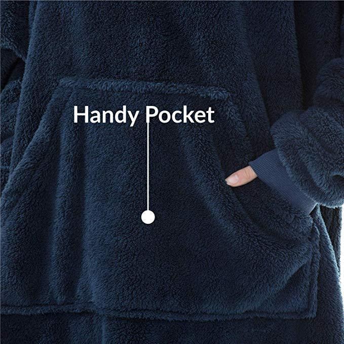 Vikbua™ Oversized teppehoodie i tykk dobbeltsidig fleece med lomme