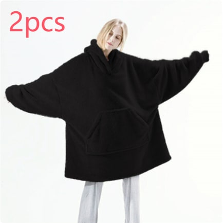 Vikbua™ Oversized teppehoodie i tykk dobbeltsidig fleece med lomme