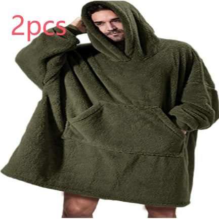 Vikbua™ Oversized teppehoodie i tykk dobbeltsidig fleece med lomme