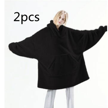 Vikbua™ Oversized teppehoodie i tykk dobbeltsidig fleece med lomme