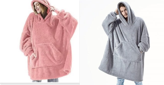 Vikbua™ Oversized teppehoodie i tykk dobbeltsidig fleece med lomme