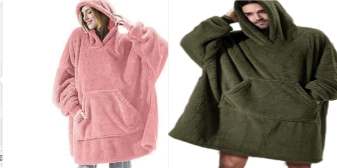 Vikbua™ Oversized teppehoodie i tykk dobbeltsidig fleece med lomme