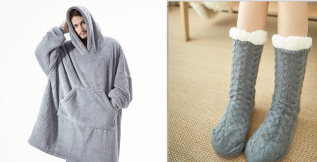 Vikbua™ Oversized teppehoodie i tykk dobbeltsidig fleece med lomme