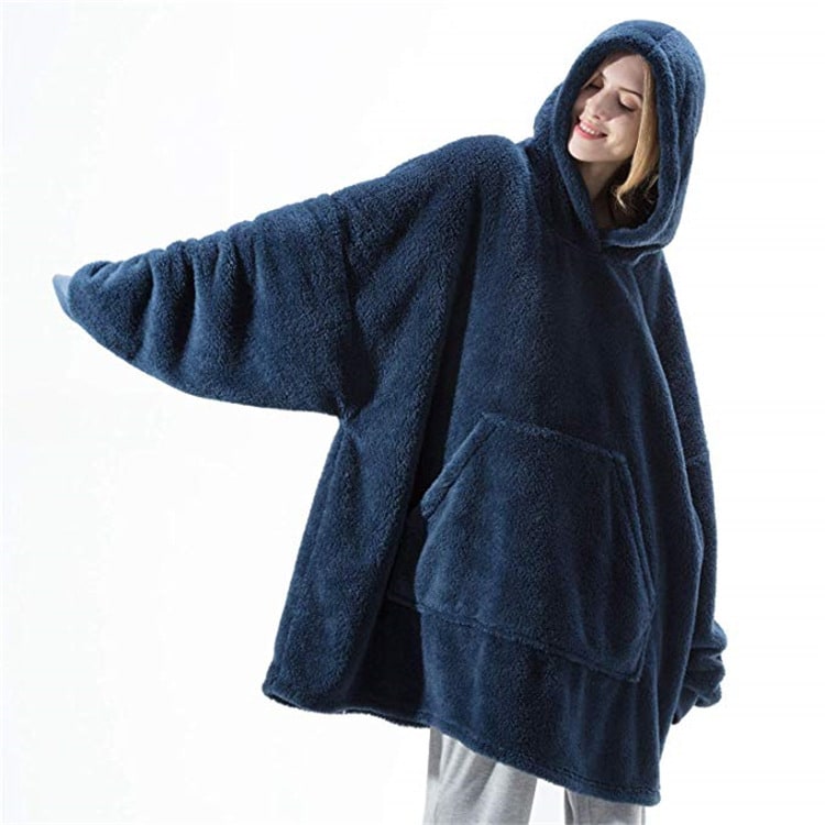 Vikbua™ Oversized teppehoodie i tykk dobbeltsidig fleece med lomme