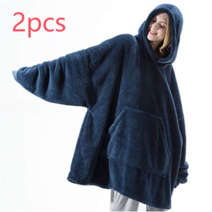 Vikbua™ Oversized teppehoodie i tykk dobbeltsidig fleece med lomme
