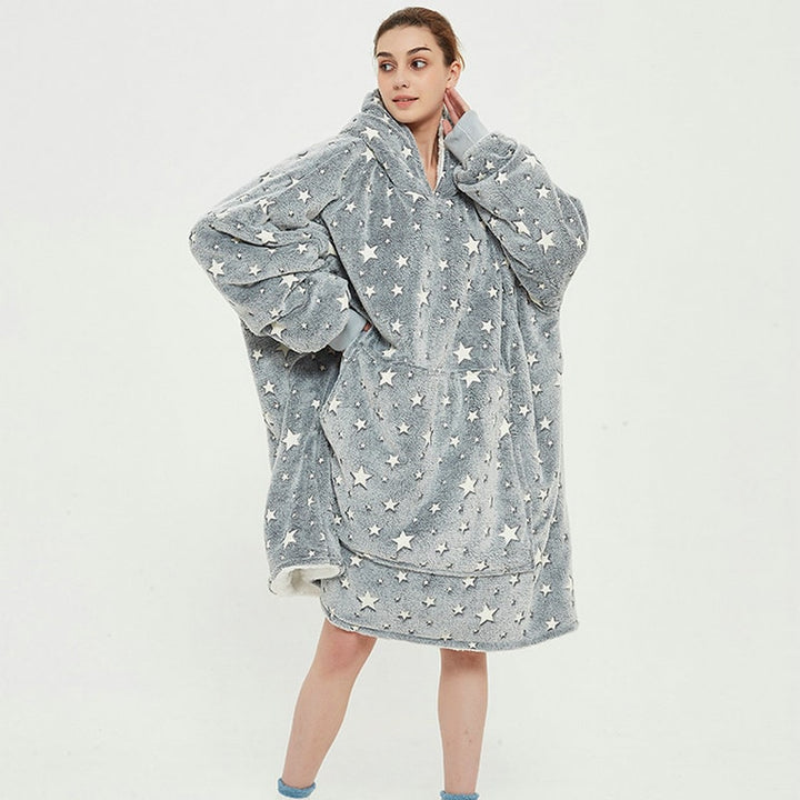 Vikbua™ Teppehoodie med sherpafôr i morsomme mønstre og knelang modell