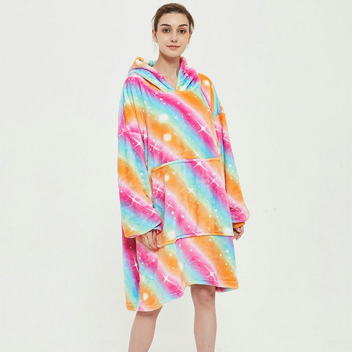 Vikbua™ Teppehoodie med sherpafôr i morsomme mønstre og knelang modell