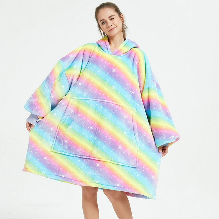 Vikbua™ Teppehoodie med sherpafôr i morsomme mønstre og knelang modell